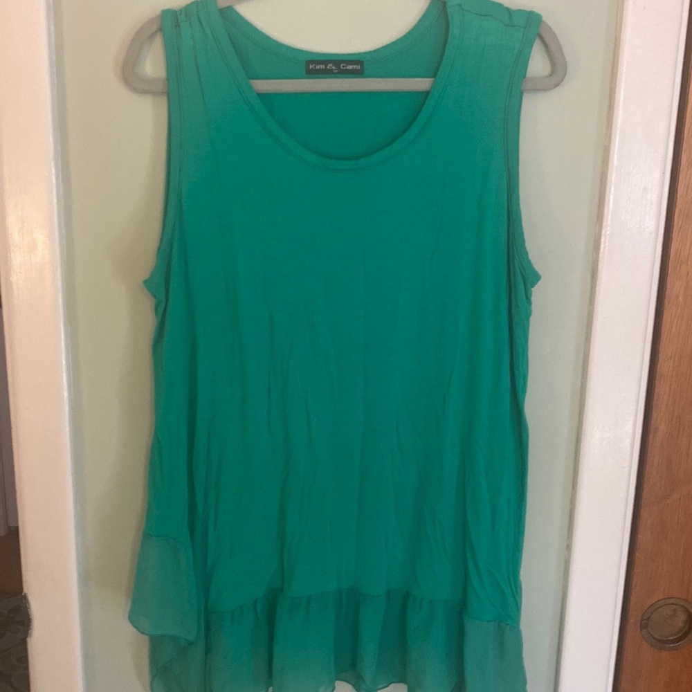1X Kim & Cami green sleeveless shirt